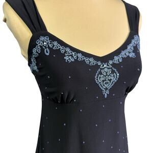 VTG Y2K Dressbarn Embellished Tank Top Sz M P Fairy Whimsigoth Going Out USA